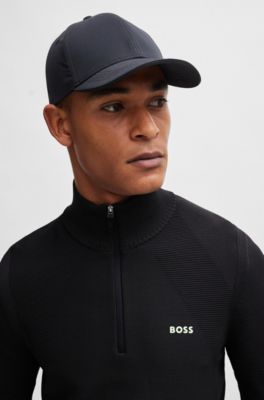 BOSS - Pullover aus Stretch-Gewebe mit Troyerkragen und  