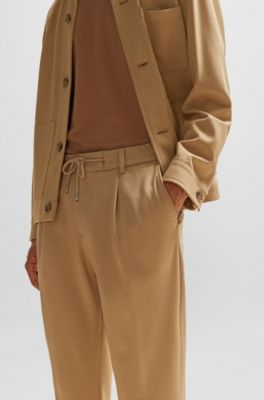 BOSS - Relaxed-fit drawstring trousers in bi-stretch fabric 