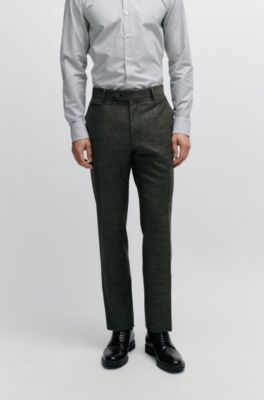 BOSS - Gemusterte Slim-Fit Hose aus Woll-Mix