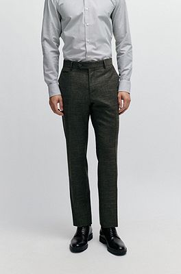 Slim-fit trousers in a patterned wool blend - BOSS