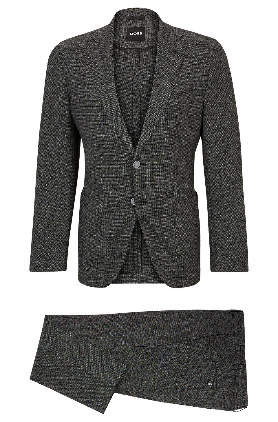 BOSS - Slim-fit suit in micro-patterned virgin wool
