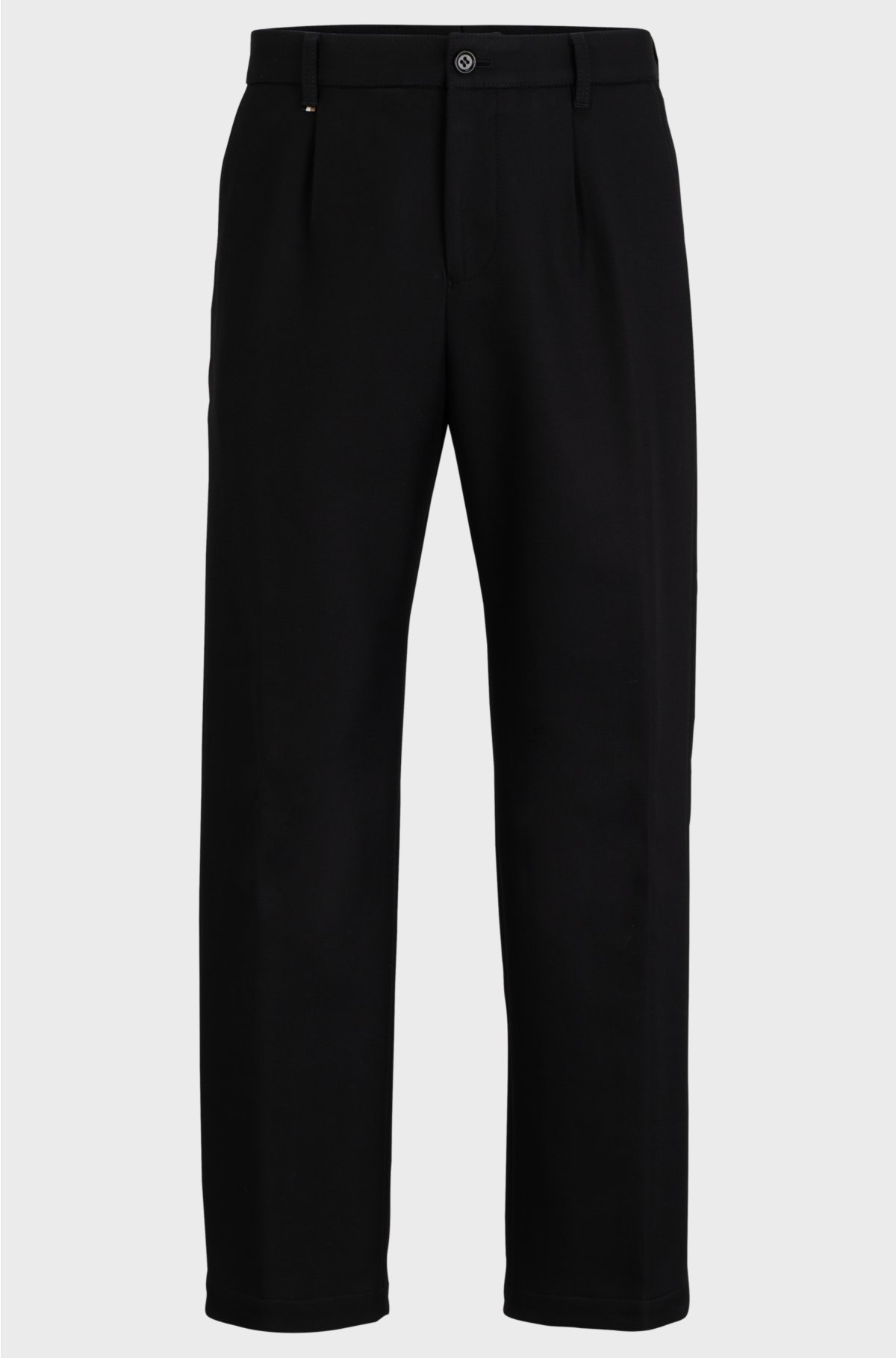 Straight-fit trousers in cotton, Black