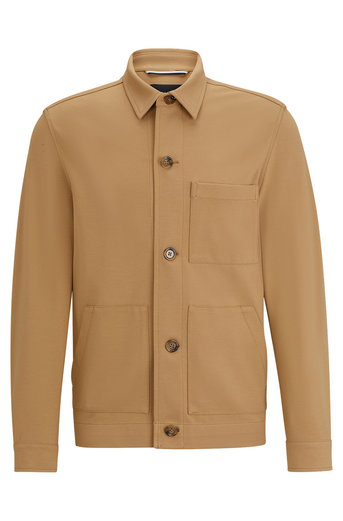 Relaxed-fit button-up jacket with patch pockets, Beige