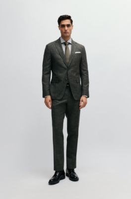 BOSS - Slim-fit jacket in a patterned wool blend