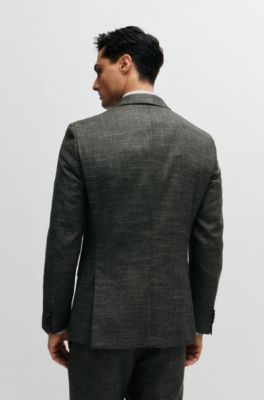 BOSS - Slim-fit jacket in a patterned wool blend