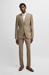 Regular-fit suit in crease-resistant stretch wool, Beige