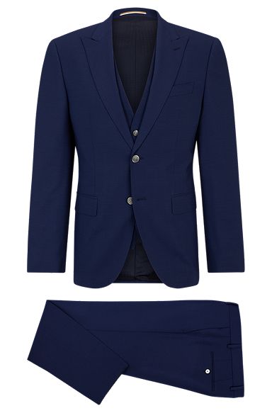 Regular-fit suit in crease-resistant stretch wool, Blue
