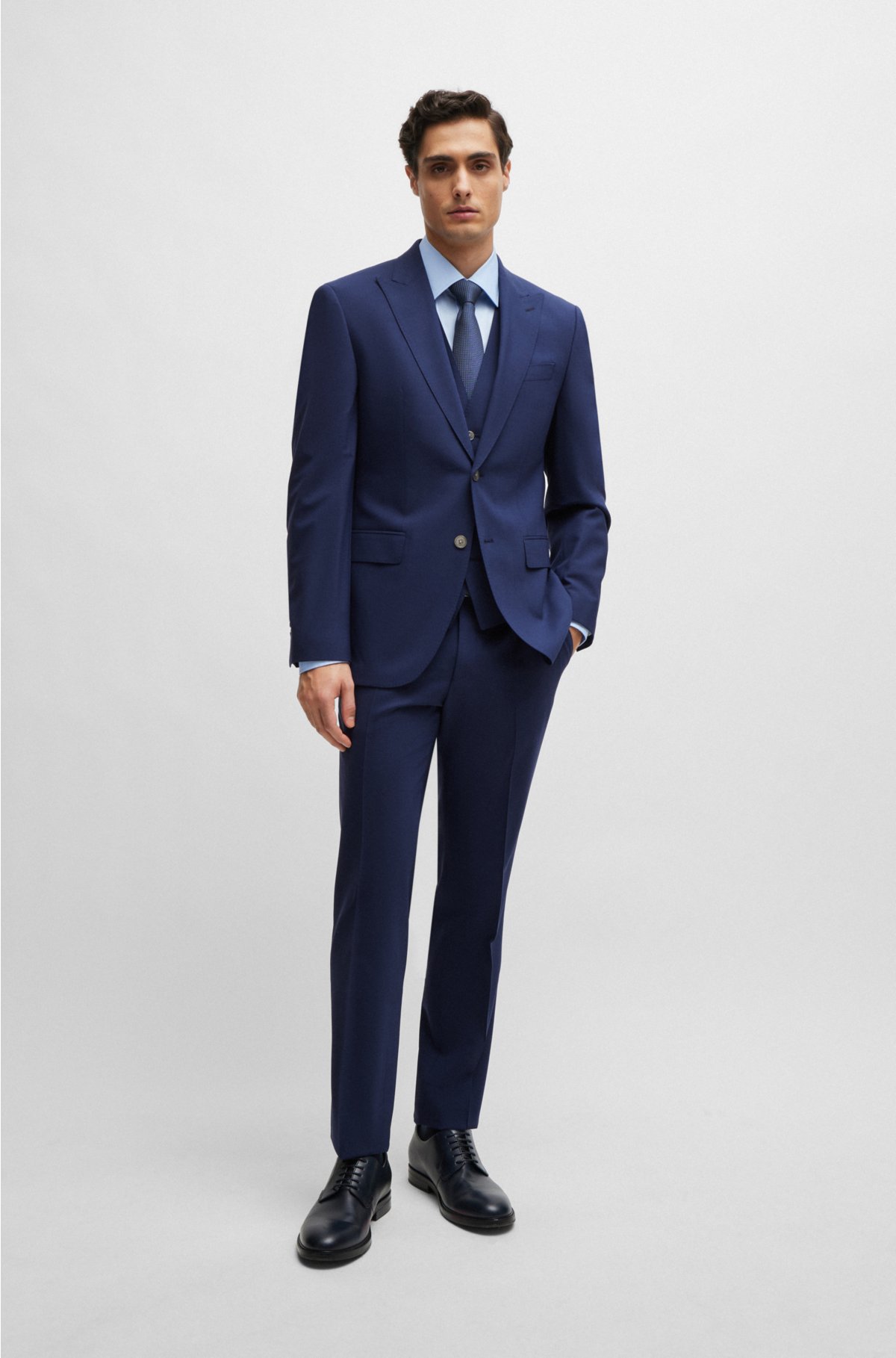 BOSS - Regular-fit suit in crease-resistant stretch wool