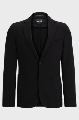 Slim-fit jacket in micro-patterned performance-stretch material, Black