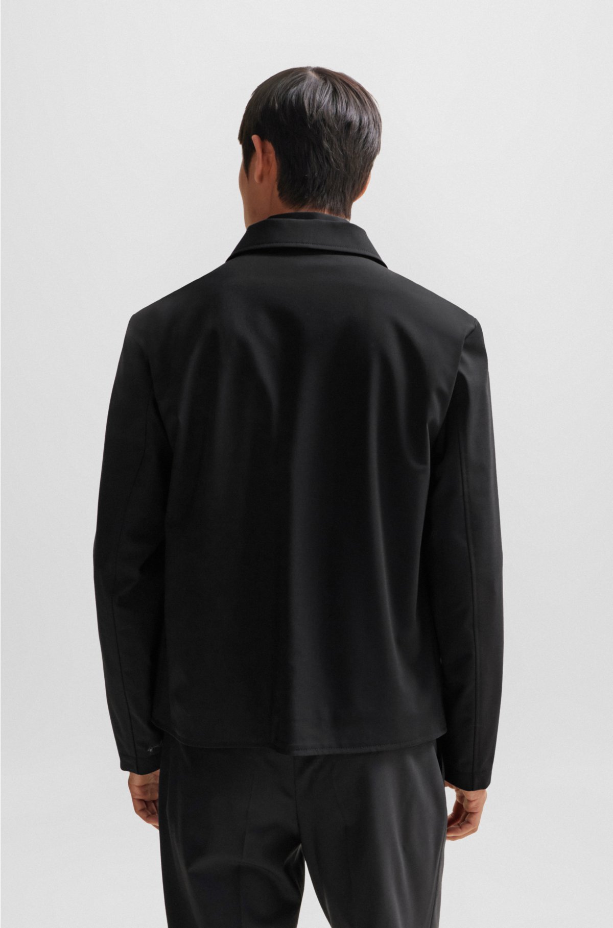 Slim-fit jacket in a performance-stretch wool blend, Black