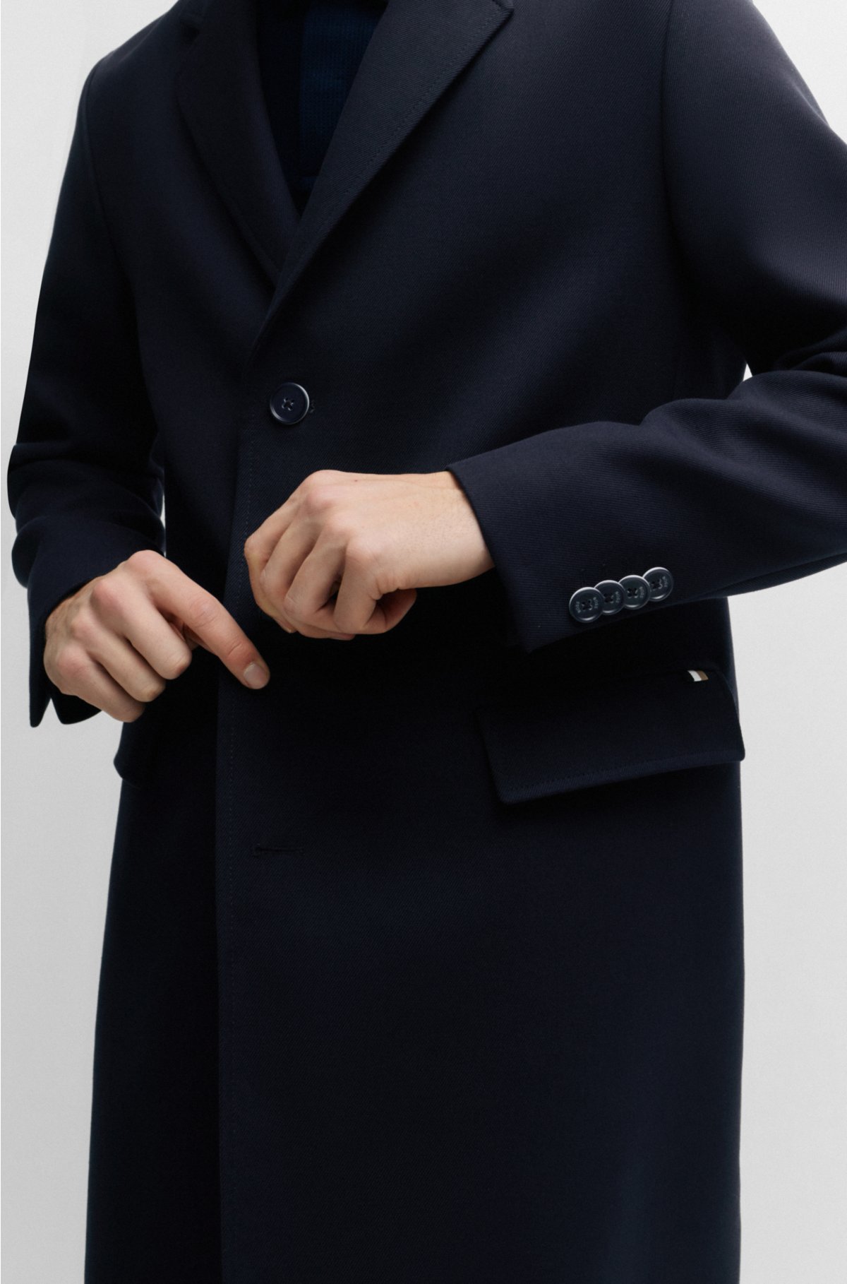 Slim-fit coat in a cotton blend, Dark Blue