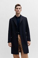 Slim-fit mantel van een katoenmix, Donkerblauw