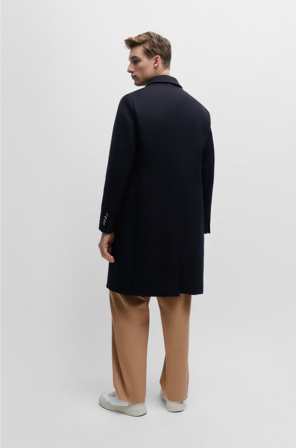 BOSS - Slim-fit coat in a cotton blend