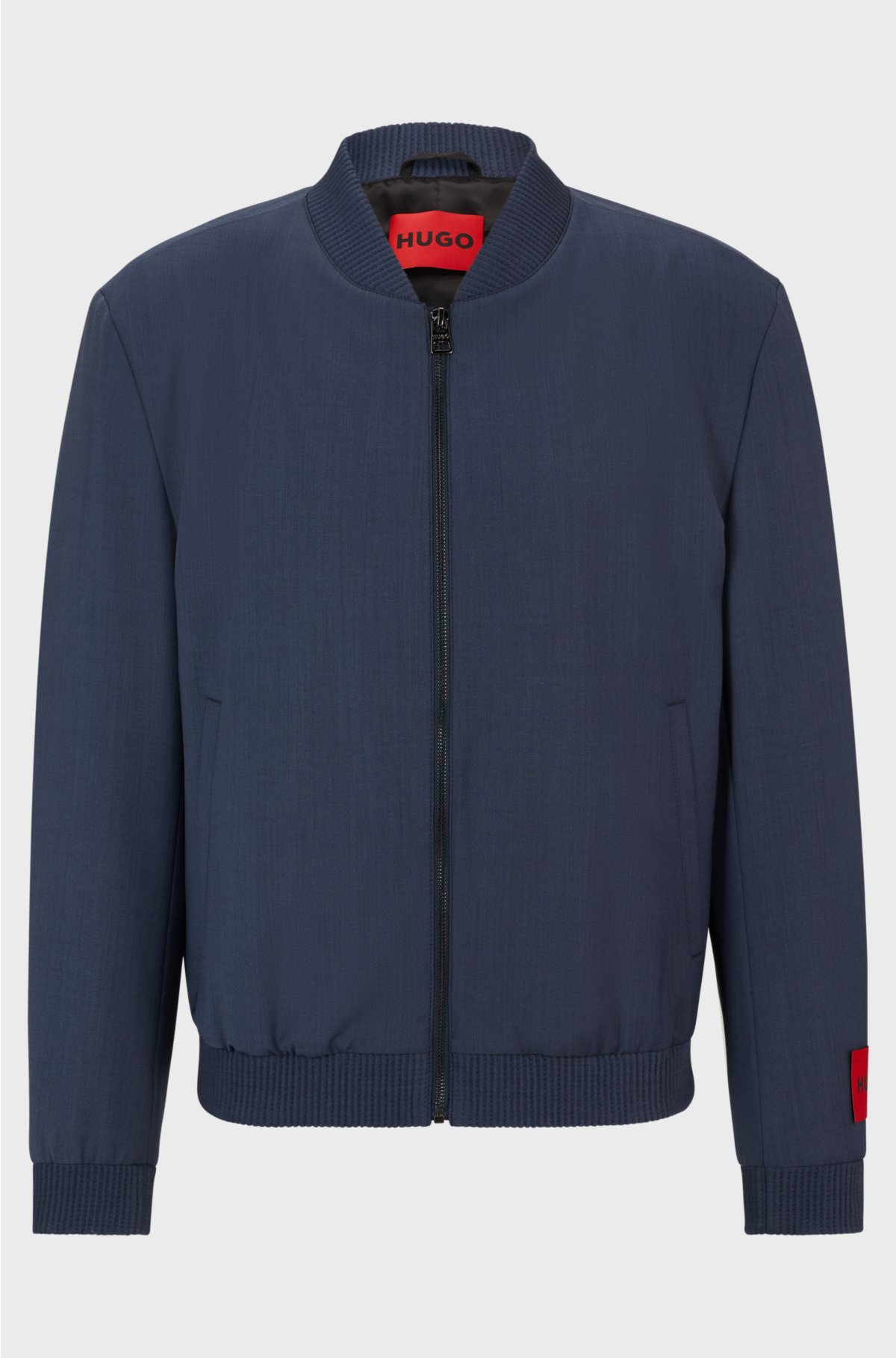 Slim-fit jacket in mohair-look material, Blue