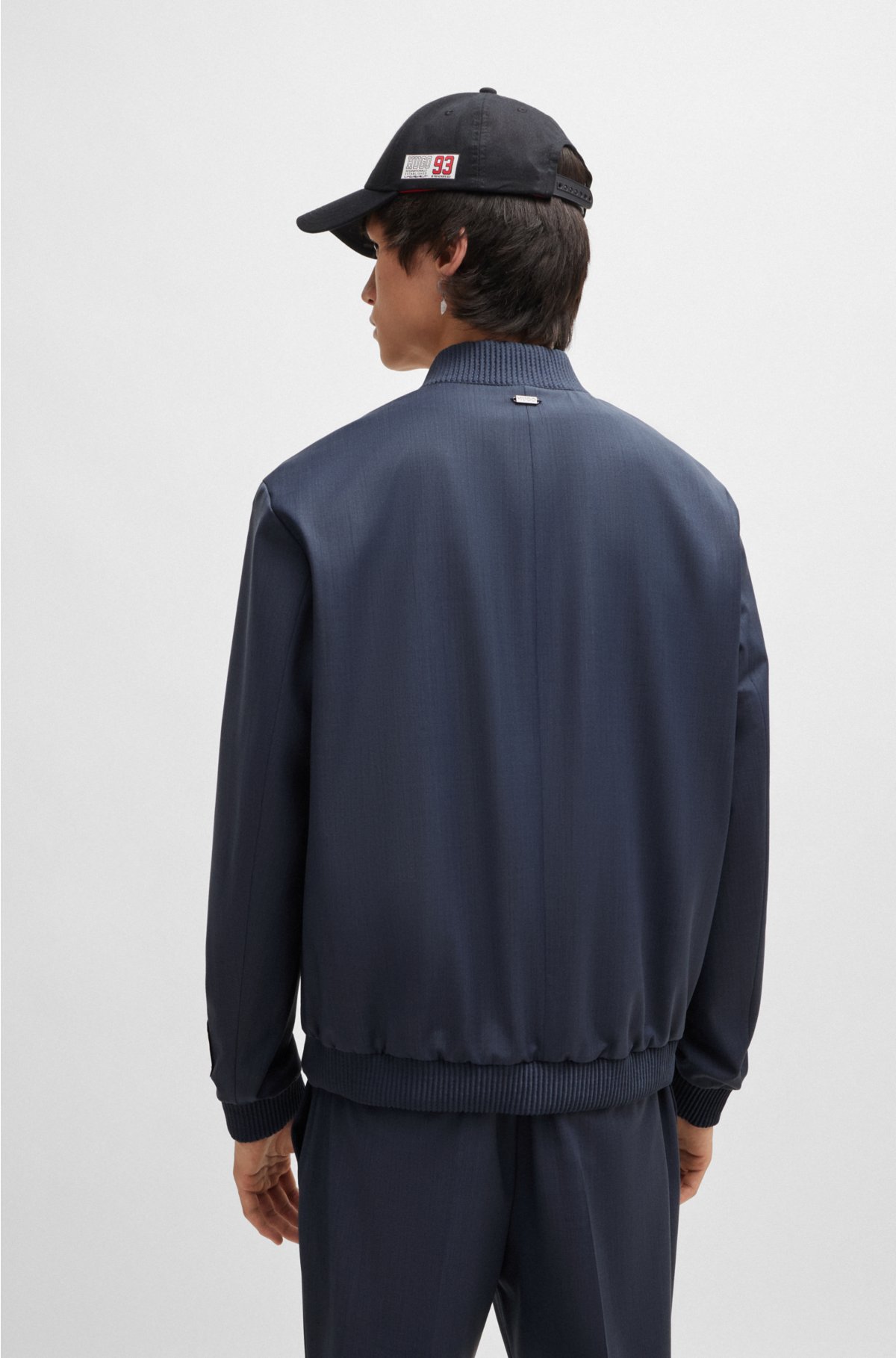 Slim-fit jacket in mohair-look material, Blue