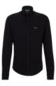 Regular-fit shirt in knitted cotton piqué, Black