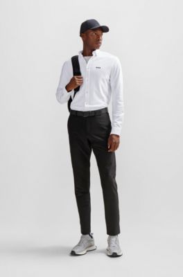 Regular-fit shirt in knitted cotton piqu&eacute;, White