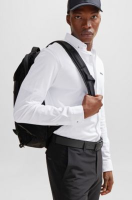 Regular-fit shirt in knitted cotton piqu&eacute;, White