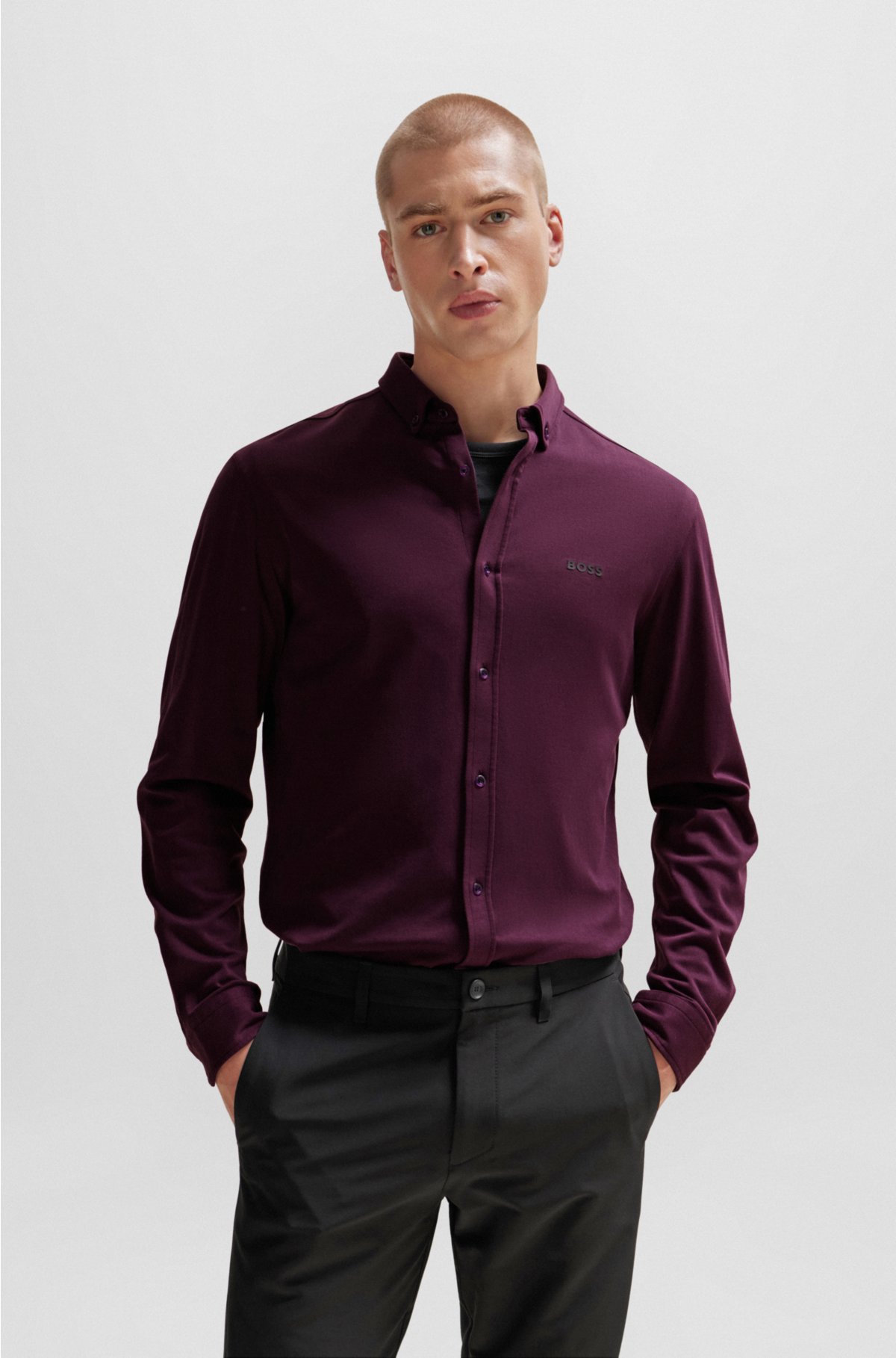 Camisa slim fit em piqué de algodão Lacoste para homem - Men's Long Sleeves  Shirts - Novidades 2024