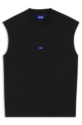 Sleeveless T-shirt in cotton jersey with logo patch 1