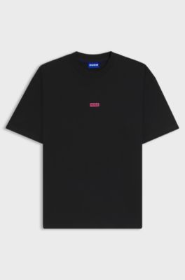Loose-fit T-shirt in cotton with rear logo artwork, Black