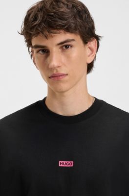 Loose-fit T-shirt in cotton with rear logo artwork, Black