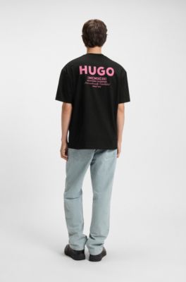 Loose-fit T-shirt in cotton with rear logo artwork, Black