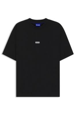 Loose-fit T-shirt in cotton with rear logo artwork, Black