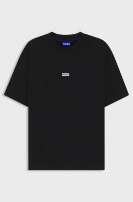 Loose-fit katoenen T-shirt met logo-artwork op de rug, Zwart