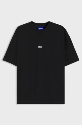 Loose-Fit T-Shirt aus Baumwolle mit Logo-Artwork hinten, Schwarz