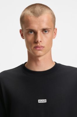 Loose-fit T-shirt in cotton with rear logo artwork, Black