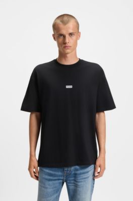 Loose-Fit T-Shirt aus Baumwolle mit Logo-Artwork hinten, Schwarz