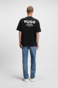 Loose-fit T-shirt in cotton with rear logo artwork, Black