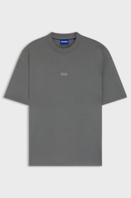 T-shirt con vestibilit&agrave; comoda in cotone con grafica con logo sulla parte posteriore, Grigio