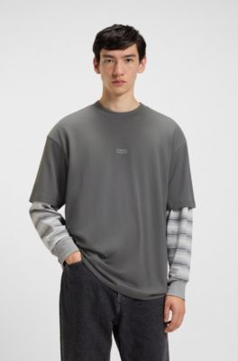 Loose-fit T-shirt in cotton with rear logo artwork, Grey