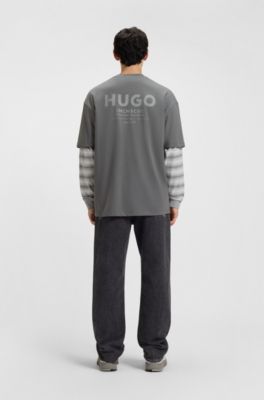 Loose-fit T-shirt in cotton with rear logo artwork, Grey