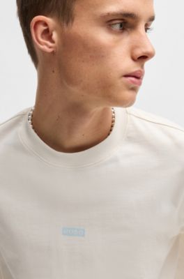 Loose-fit T-shirt in cotton with rear logo artwork, White