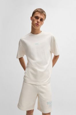 Loose-fit T-shirt in cotton with rear logo artwork, White