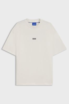 Loose-fit T-shirt in cotton with rear logo artwork, Natural