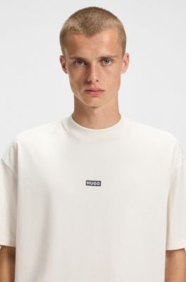 ルーズフィットTシャツ コットン バックロゴアートワーク, ホワイト