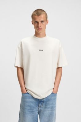 Loose-fit T-shirt in cotton with rear logo artwork, White