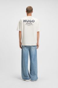 Loose-fit T-shirt in cotton with rear logo artwork, White