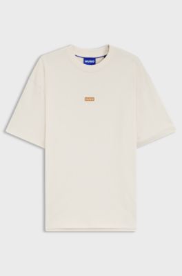 Loose-fit T-shirt in cotton with rear logo artwork, Natural