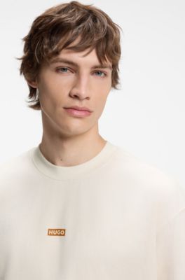 Loose-fit T-shirt in cotton with rear logo artwork, Natural