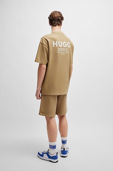 Cotton-jersey T-shirt with new-season logo story, Beige