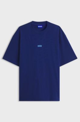 Loose-fit T-shirt in cotton with rear logo artwork, Dark Blue