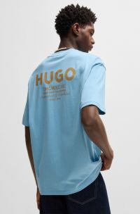 Loose-fit T-shirt van katoen met logo-artwork op de achterkant, Lichtblauw
