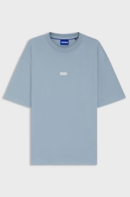 Loose-fit T-shirt in cotton with rear logo artwork, Light Blue