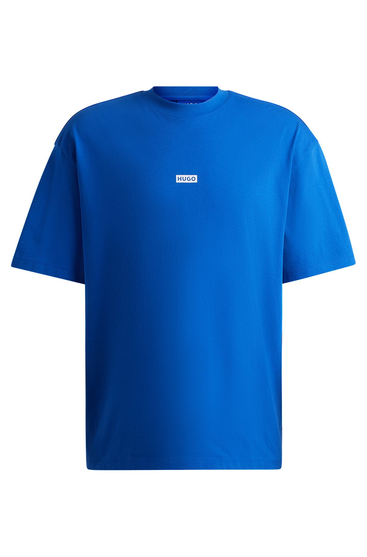 Camiseta de punto de algodón con logo del tema de la nueva temporada, Azul