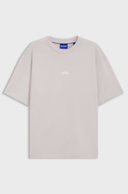 T-shirt con vestibilit&agrave; comoda in cotone con grafica con logo sulla parte posteriore, Luce viola